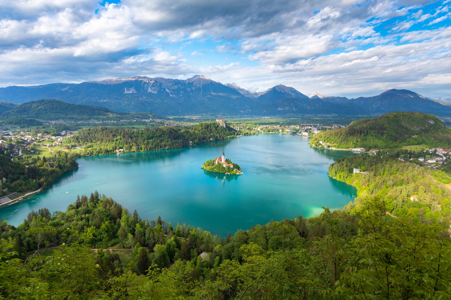 Aerial view of the lake in Bled- supplied by Juliana Travels
