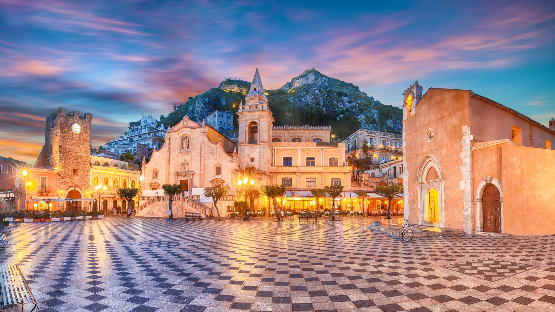 Belvedere,Of,Taormina,And,San,Giuseppe,Church,On,The,Square