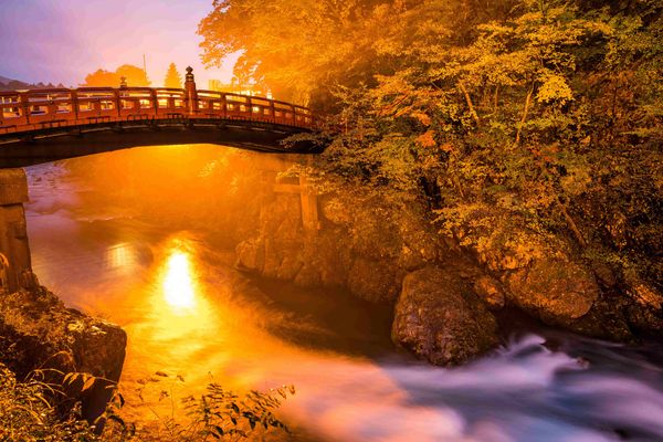 Bridge of Nikko river sunset