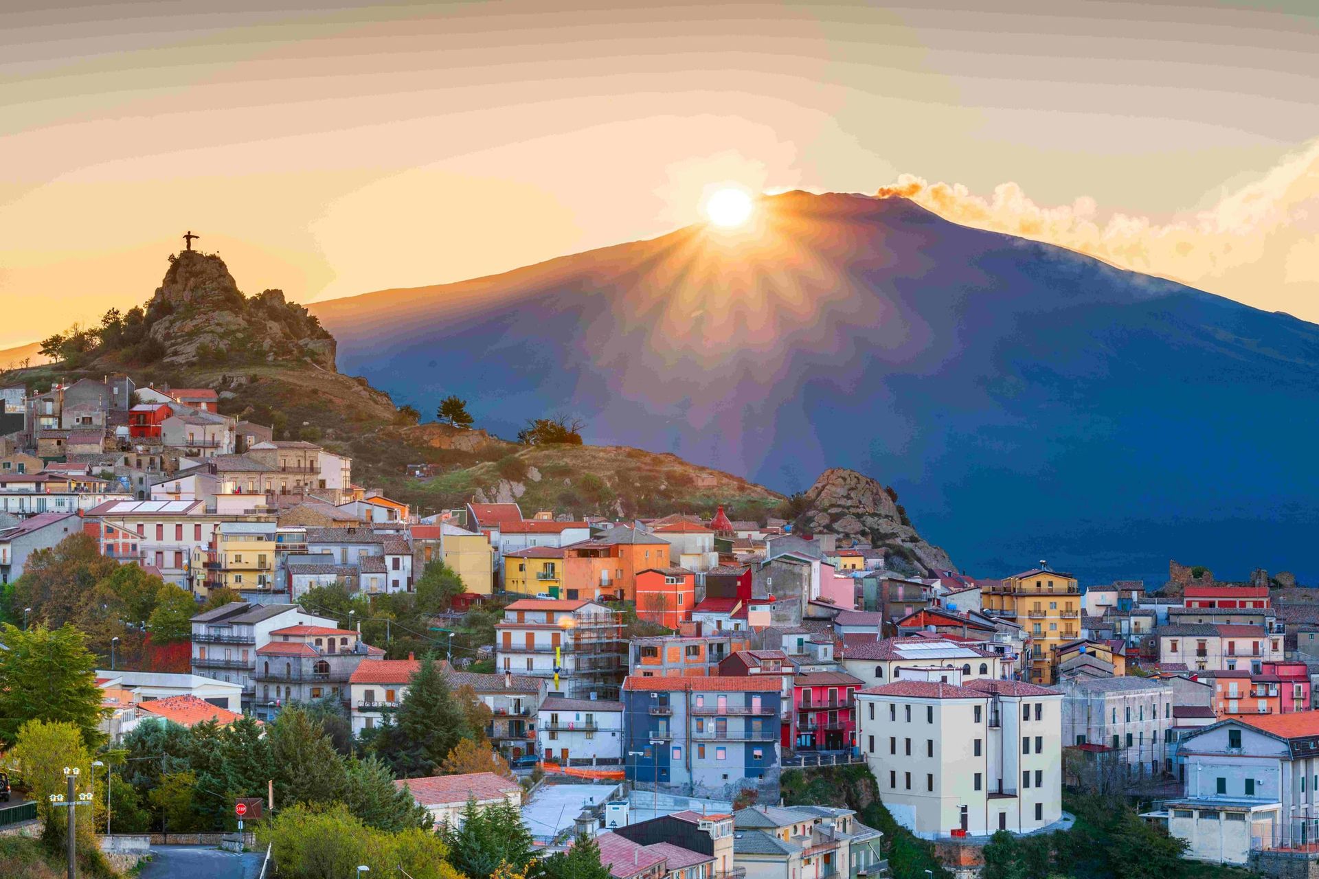 Cesaro, Sicily, Italy with Mt. Etna at dawn. sm