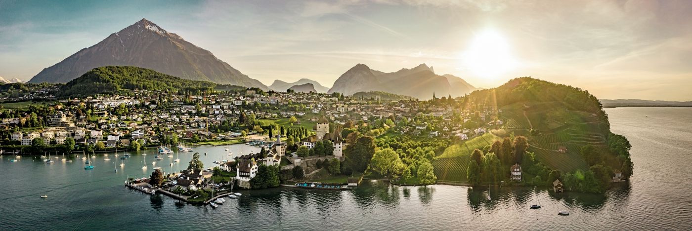 Historic Oberhofen Castle and its lakeside town along the shores of Lake Thun - supplied by Eurotrek