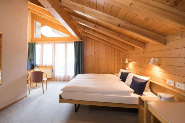 Hotel Blümlisalp bedroom Kandersteg Bernese Oberland Switzerland