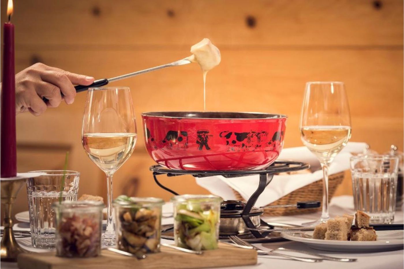 Hotel Randolins cheese dinner meal Switzerland Via Engiadina