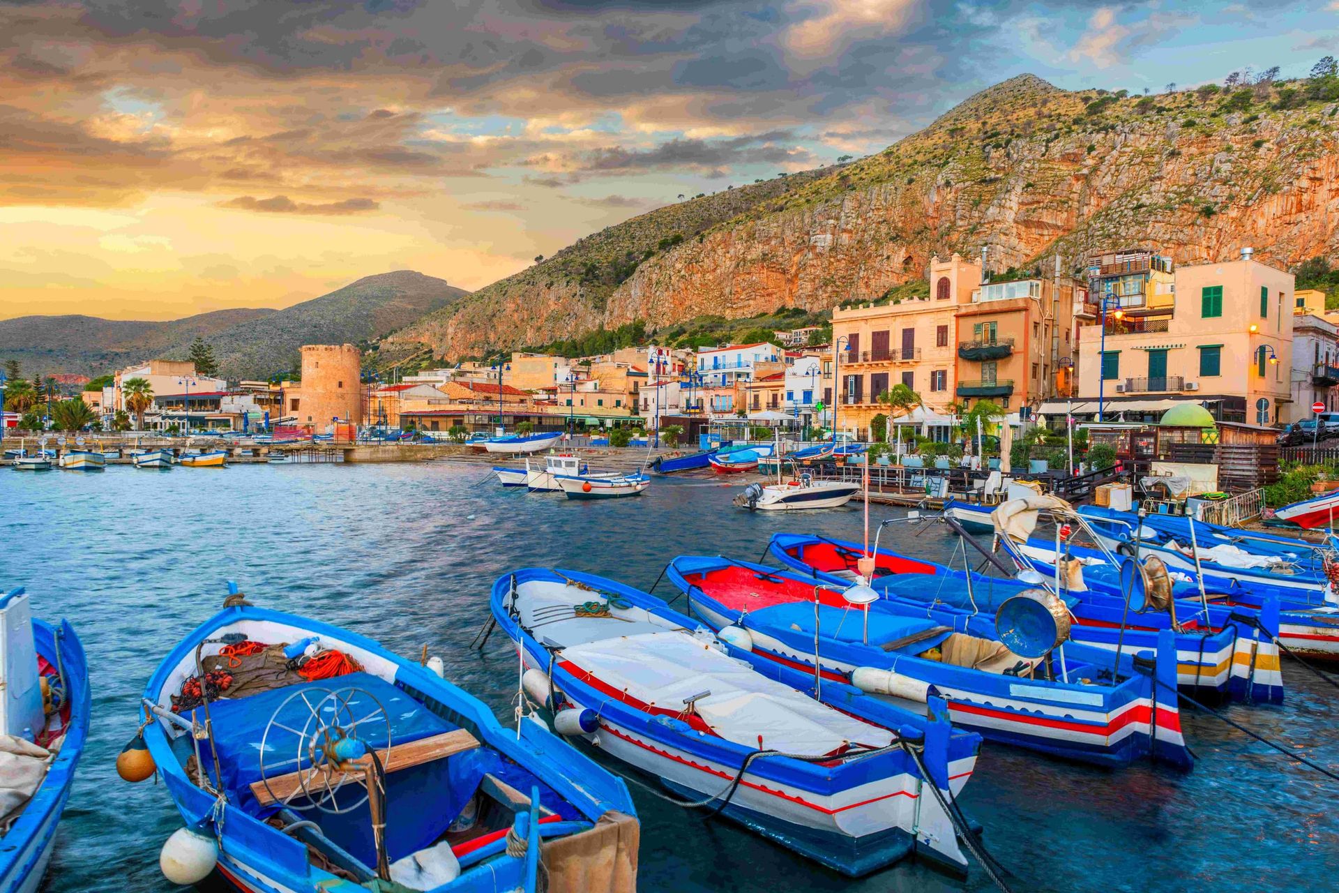 Palermo, Sicily, Italy in the Mondello area at dawn. smallsmall
