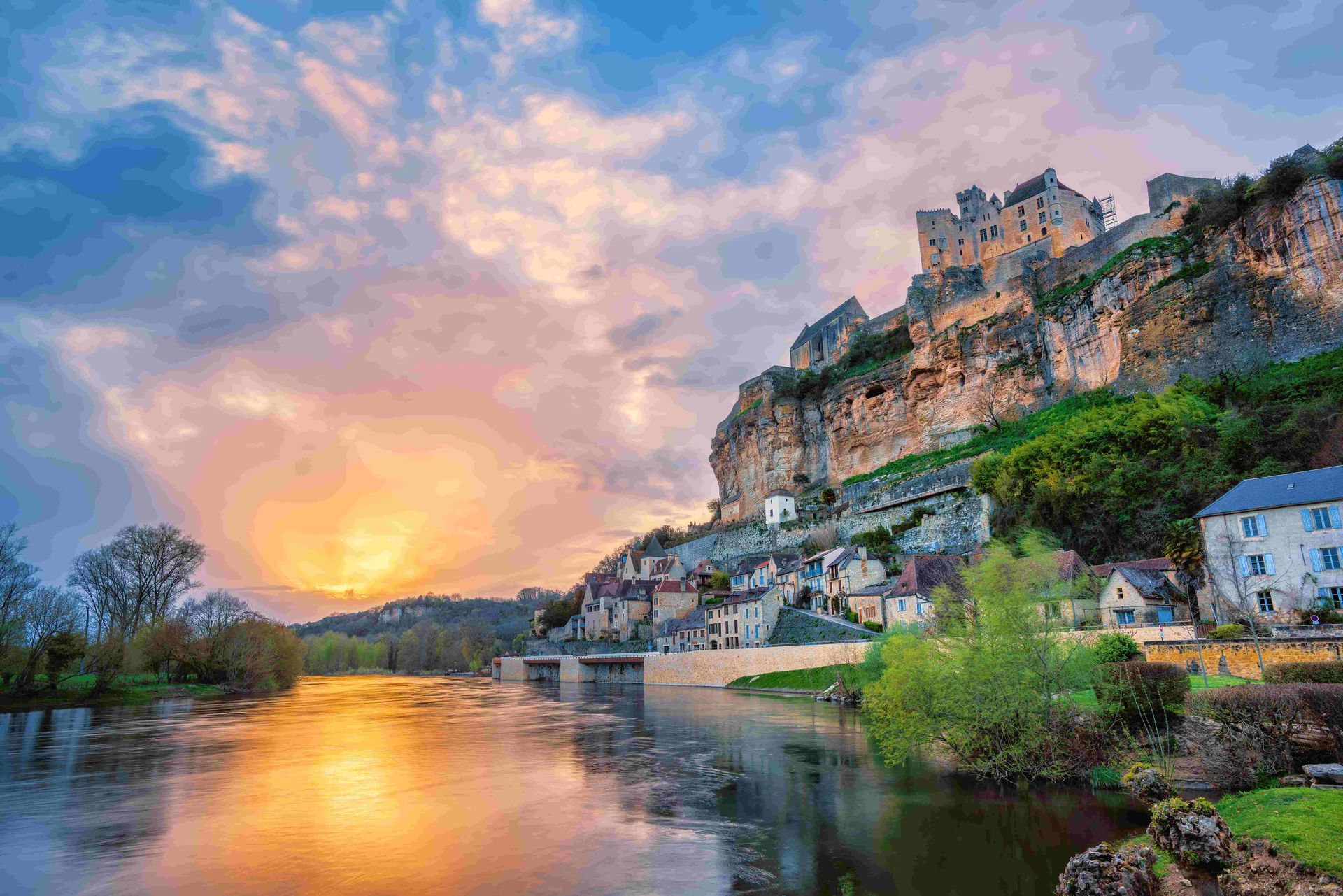 Sunset over river Dordogne