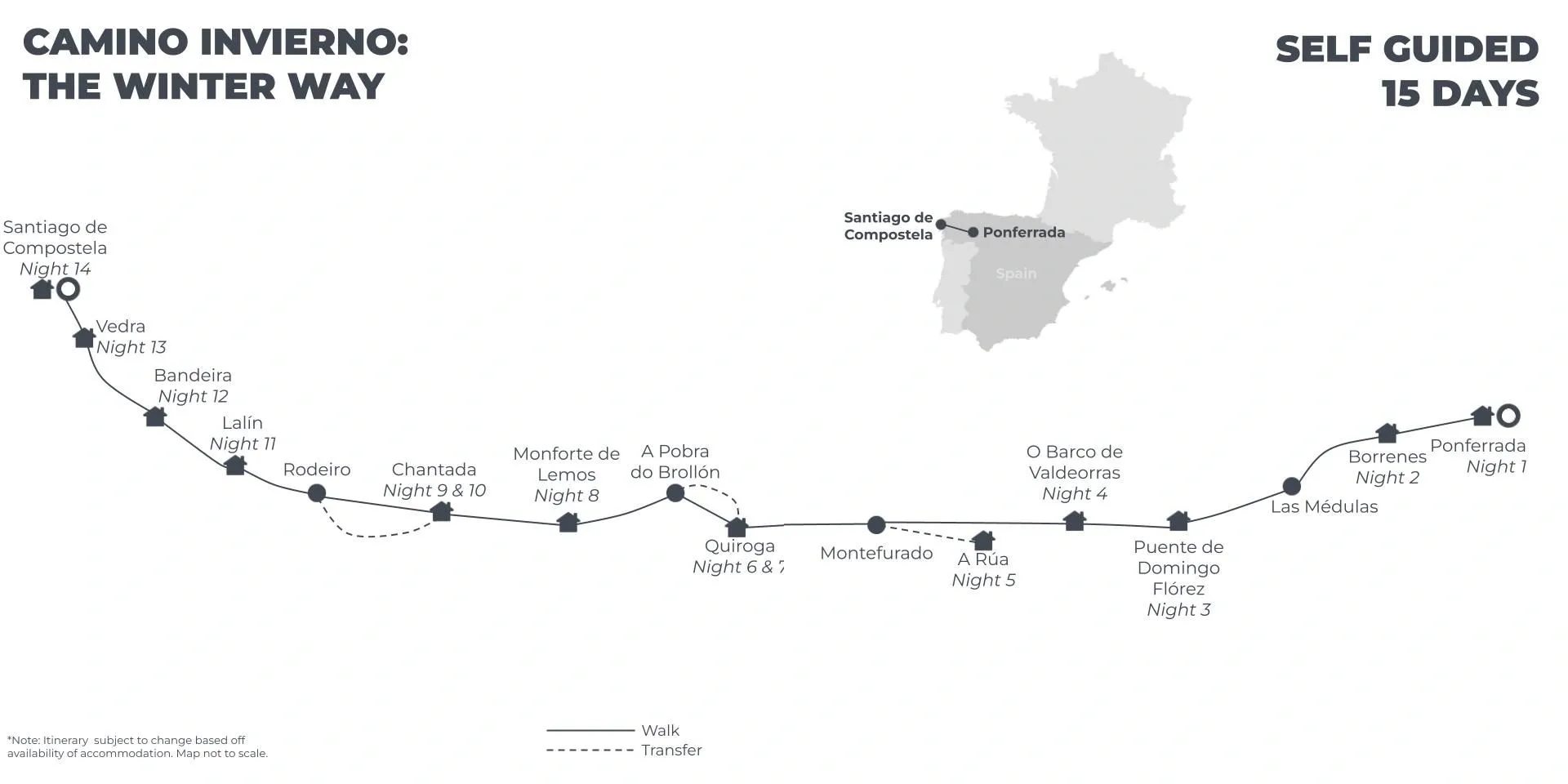 Camino de Invierno: The Winter Way - 15 Days route map