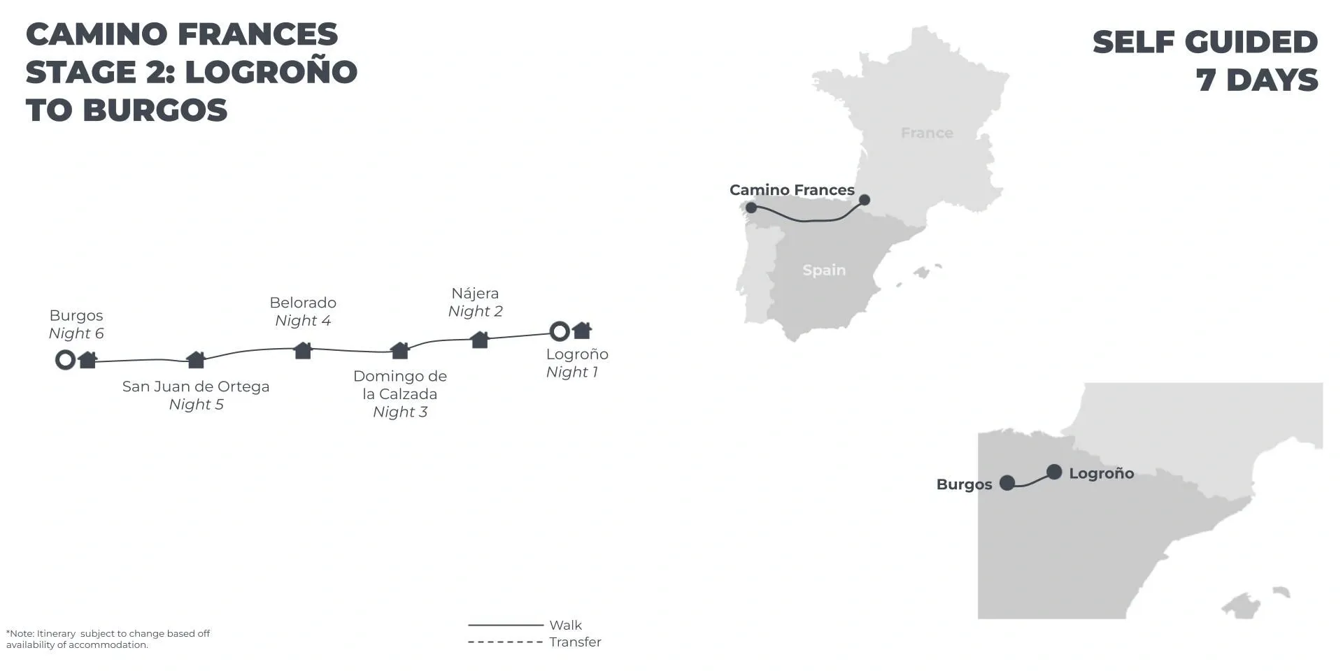 Camino Frances Stage 2: Logrono to Burgos - 7 Days route map