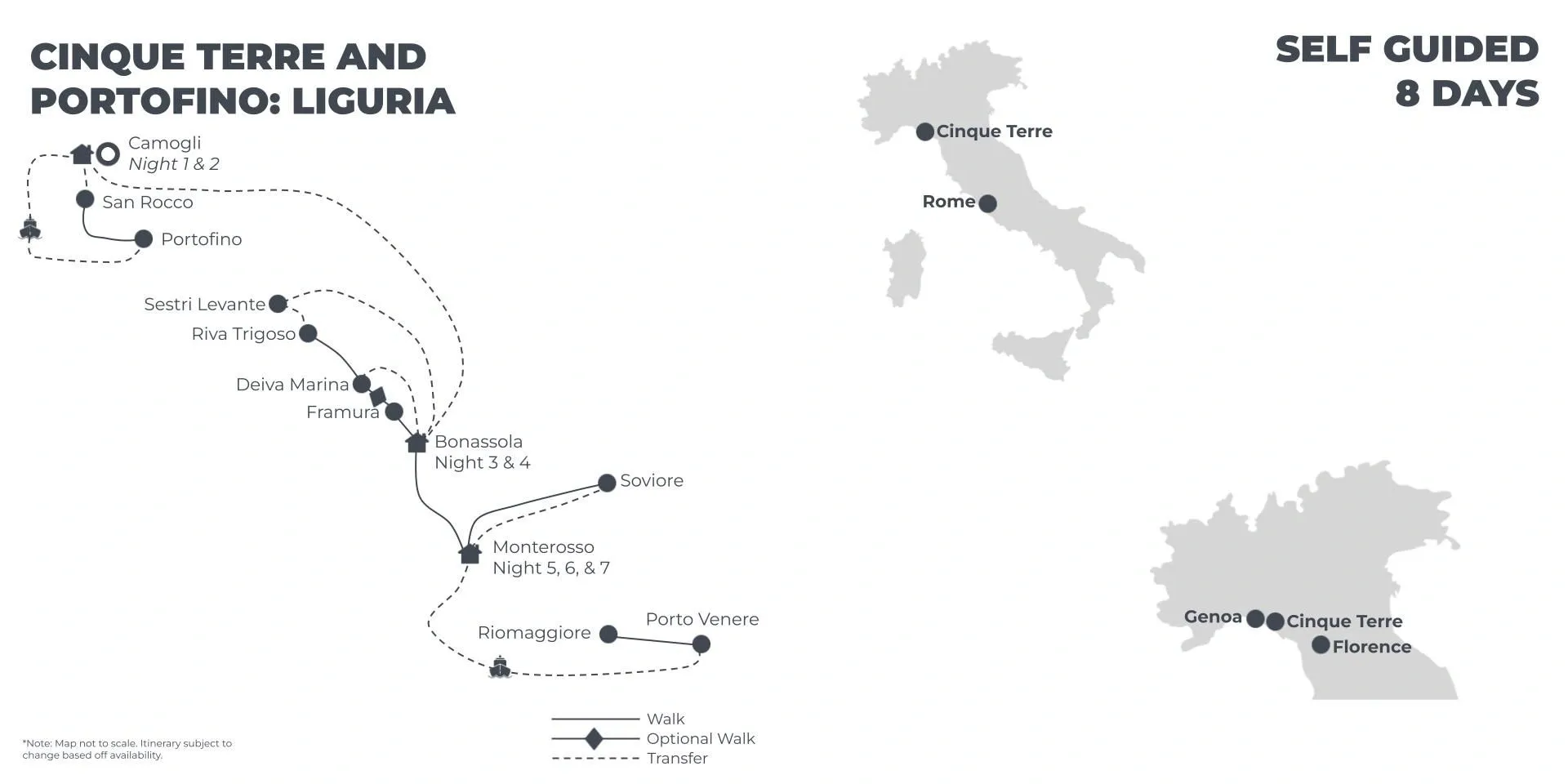 Cinque Terre and Portofino: Liguria - 8 Days route map