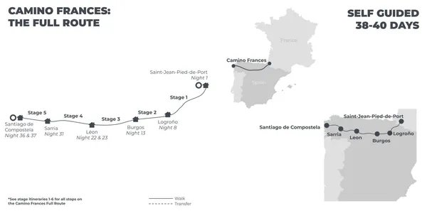 Camino Frances: The Full Route - 38 Days route map