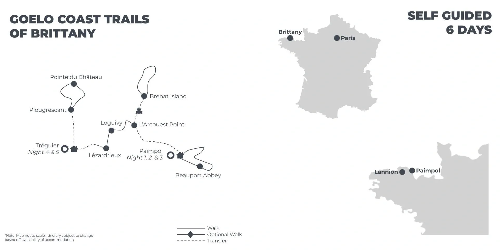 Goelo Coast Trails of Brittany - 6 days route map