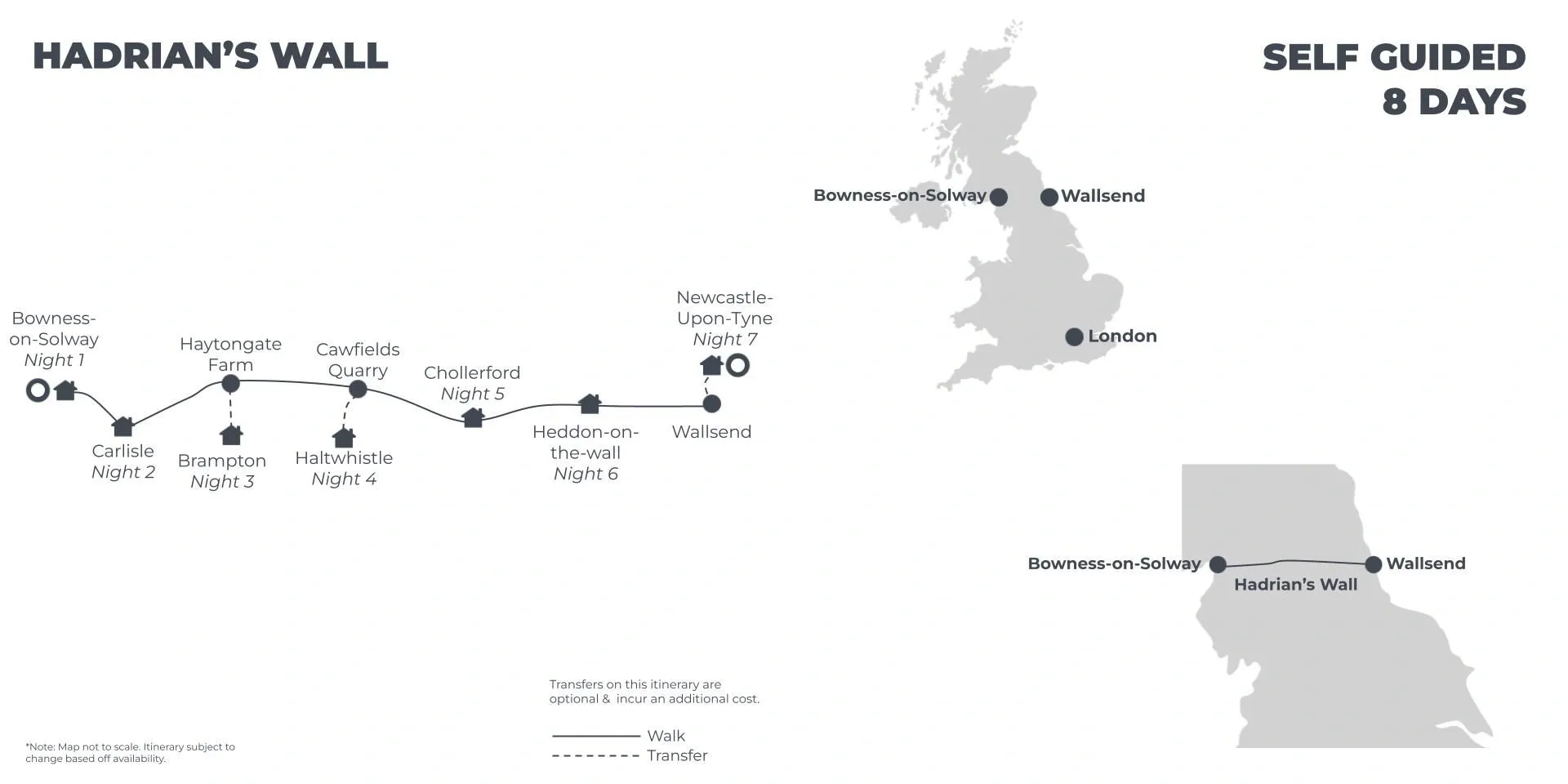 Hadrian's Wall - 8 Days route map