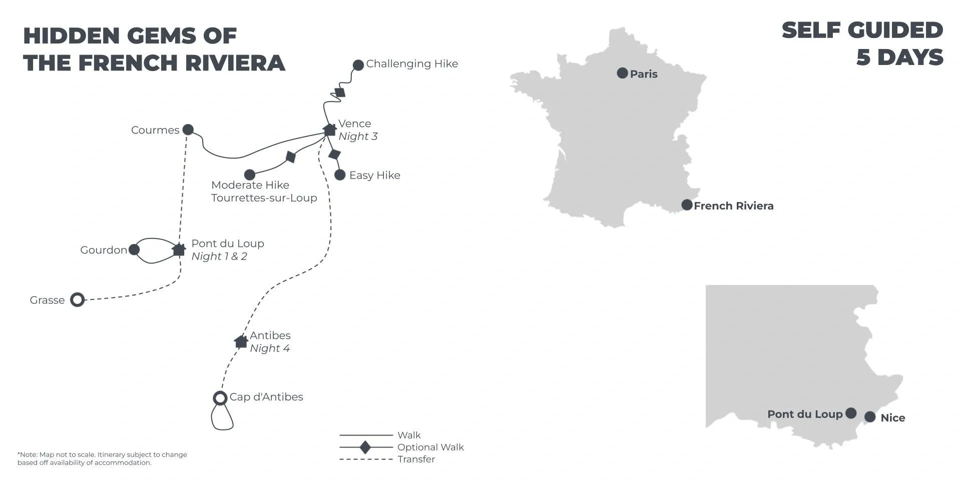 Hidden Gems of the French Riviera - 5 Days route map