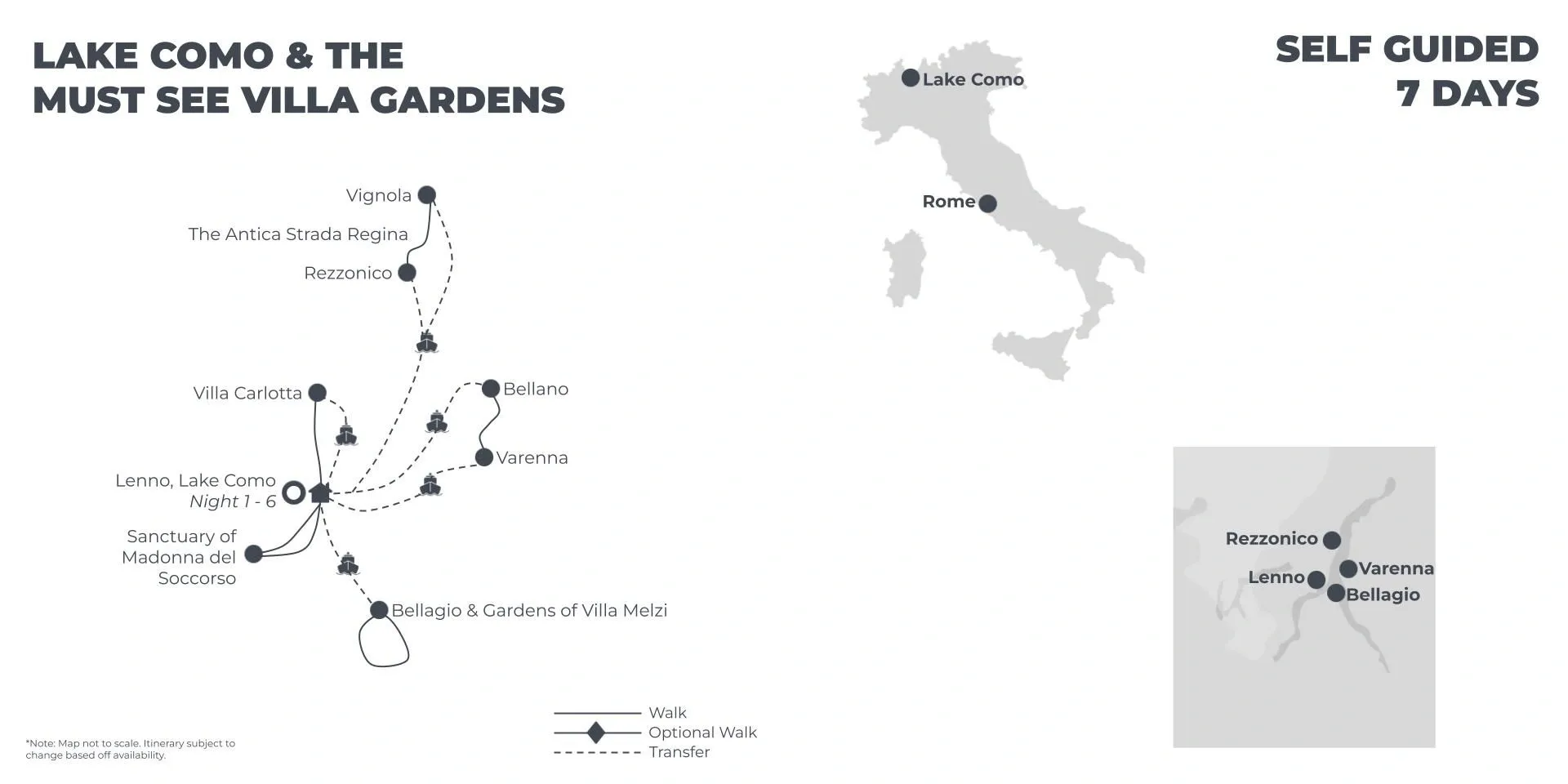 Lake Como & the must see Villa Gardens - 7 Days route map