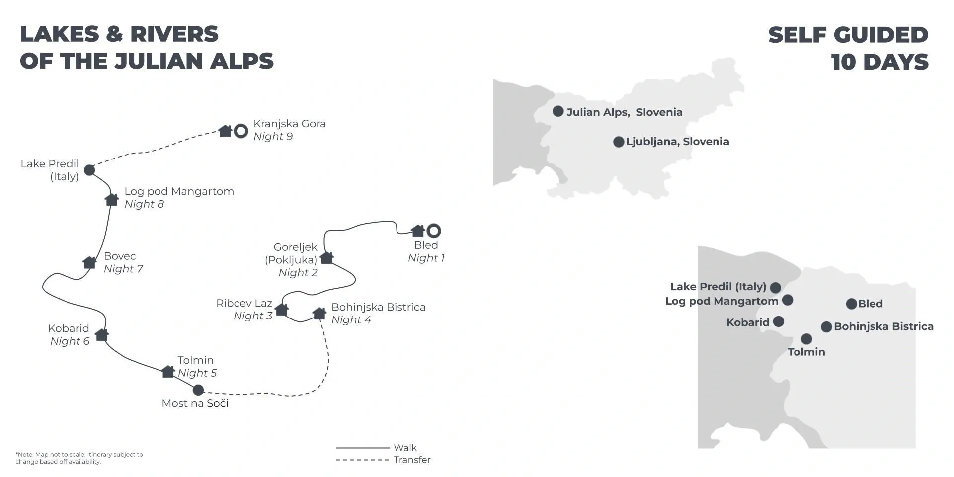 Lakes and Rivers of the Julian Alps - 10 Days route map