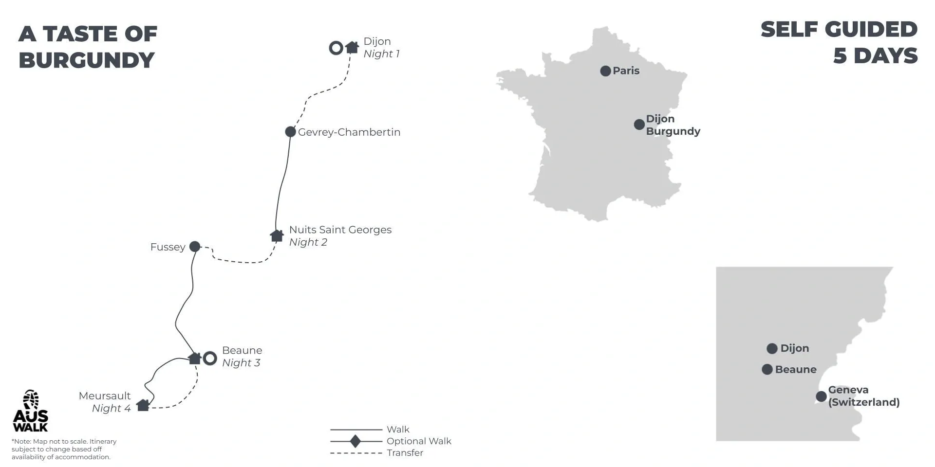 A Taste of Burgundy - 5 Days route map