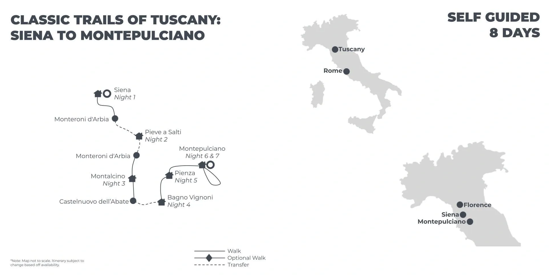 Classic Trails of Tuscany: Siena to Montepulciano - 8 Days route map