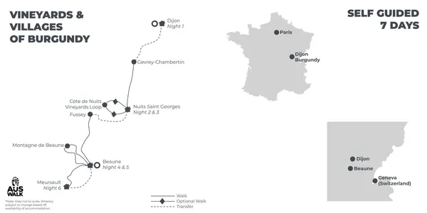 Vineyards & Villages of Burgundy - 7 days route map